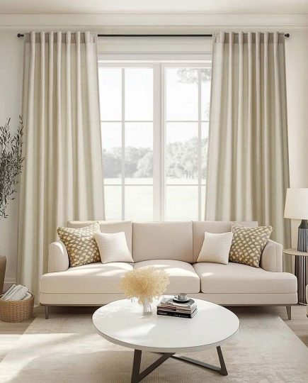 Linen back tab curtains