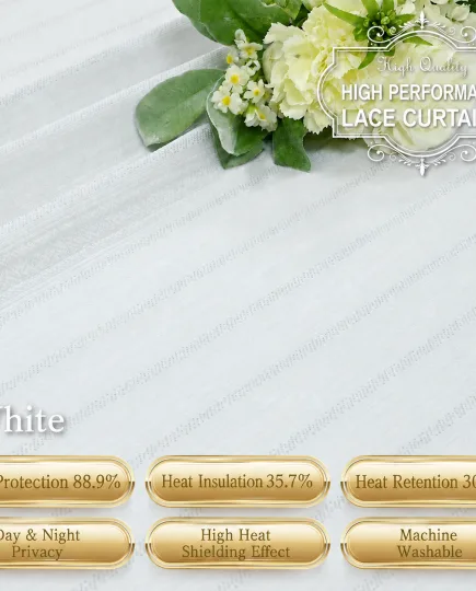 White Premium Privacy Sheer Curtain