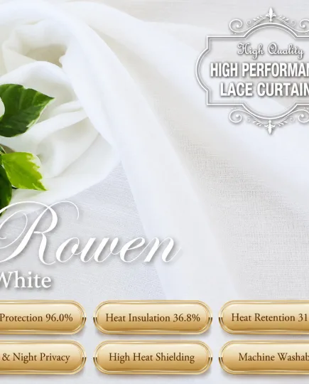 Rouren White Premium Privacy Sheer Curtain